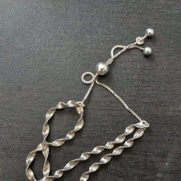Double twist Singapore adjustable bracelet sterling silver - Picture 4 of 4
